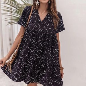 Polka Dot Print Smock Dress